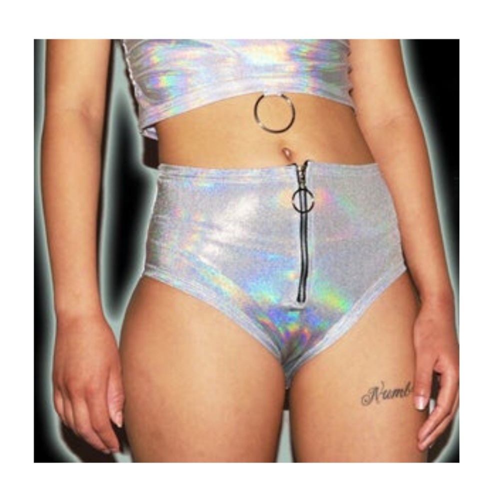 Smoking Daisies Holo High Waisted Rave Bottoms
